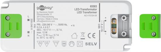 Goobay LED-Konstantstrom-Trafo 700 mA/12 W, Konstantstromversorgung, 10-17V DC, IP20, nicht dimmbar