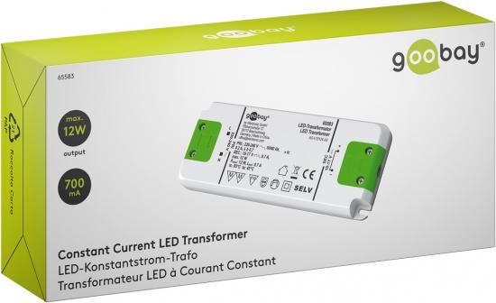 Goobay LED-Konstantstrom-Trafo 700 mA/12 W, Konstantstromversorgung, 10-17V DC, IP20, nicht dimmbar