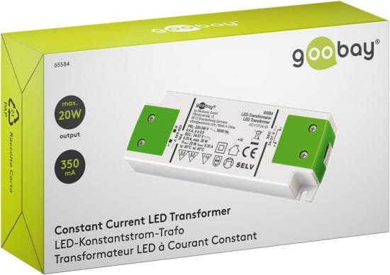 Goobay LED-Konstantstrom-Trafo 350mA/20W, Konstantstromversorgung, 34-57V DC, IP20, nicht dimmbar