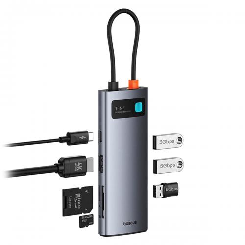 Baseus Metal Gleam 7in1 Hub, USB-C zu 3x USB 3.0 + HDMI 4K@60Hz + USB-C PD + microSD/SD