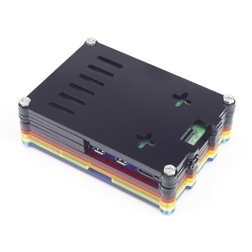 Acryl Gehuse fr Raspberry Pi 5 + Active Cooler, stackable, rainbow