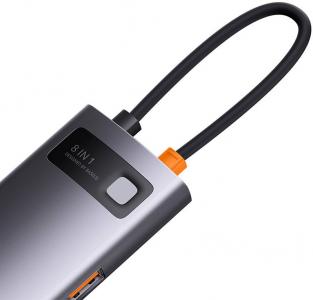 Baseus Metal Gleam 8in1 Hub, USB-C zu 3x USB 3.1 + HDMI 4K@60Hz + USB-C PD + Ethernet RJ45 + SD
