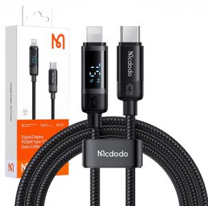 Mcdodo CA-5210 USB-C auf Lightning, PD, 36W, 1.2m, Digitalanzeige, Aluminium+Nylon, schwarz