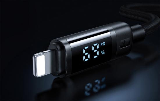 Mcdodo CA-5210 USB-C auf Lightning, PD, 36W, 1.2m, Digitalanzeige, Aluminium+Nylon, schwarz