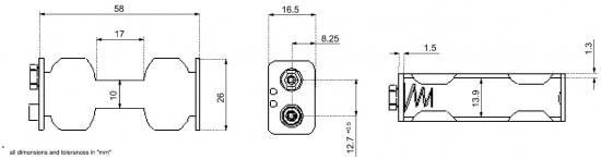 Batteriehalter fr 2x Mignon AA 1/1 mit Druckknopfanschluss