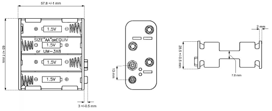 Batteriehalter für 8x Mignon AA 4/4 mit Druckknopfanschluss
