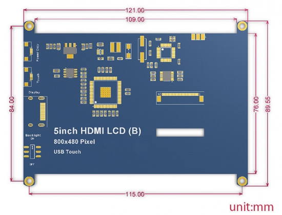 Universal 5,0 Display mit HDMI Eingang und resistivem Touchscreen