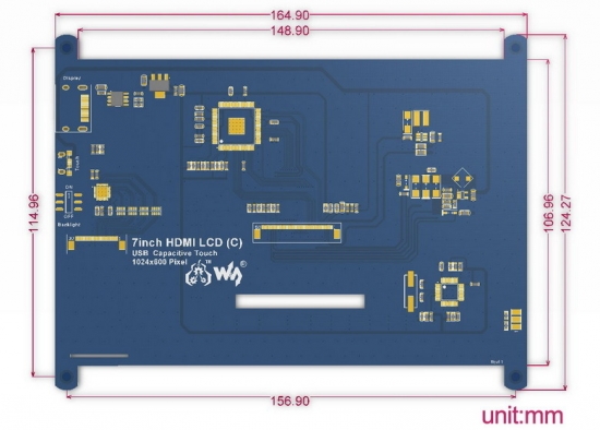 Universal High Resolution 7,0 IPS Display mit HDMI Eingang und kapazitivem Touchscreen - Rev. 3.1