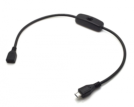 USB 2.0 DC-Kabel mit Schalter Micro B Buchse - Micro B Stecker 0,30m schwarz