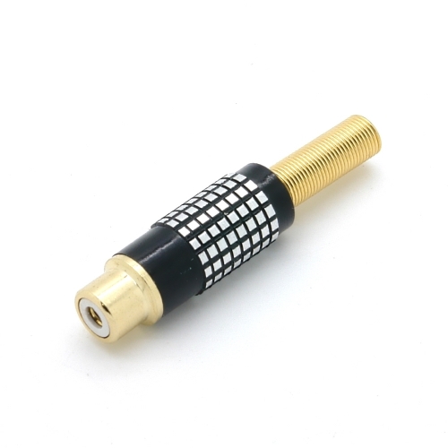 Cinchkupplung, Metallausfhrung mit Knickschutz fr Kabel 6-8mm, vergoldet, Ltmontage - Farbe: schwarz