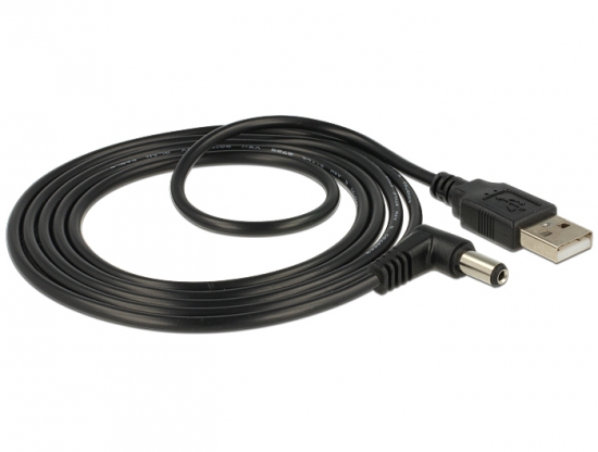 USB Strom Adapterkabel A Stecker - Hohlstecker 5,5 x 2,1mm 90 gewinkelt 1,50m
