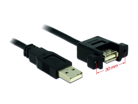 Kabel USB 2.0 A Stecker > USB 2.0 A Buchse zum Einbau 1,0m