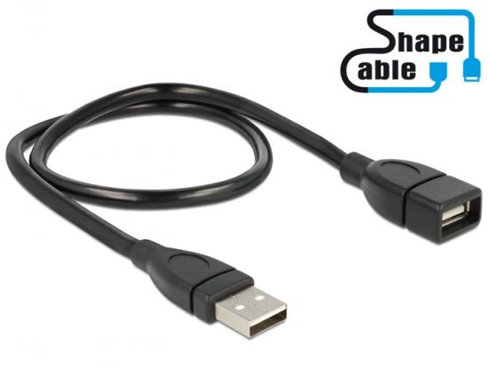 Shape USB 2.0 Hi-Speed Verlngerungskabel A Stecker  A Buchse schwarz - Lnge: 0,50 m