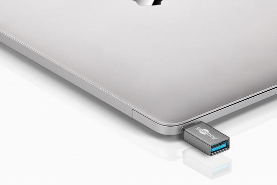 USB-C 3.0 Adapter, Metall, C Stecker  A Buchse - Farbe: grau
