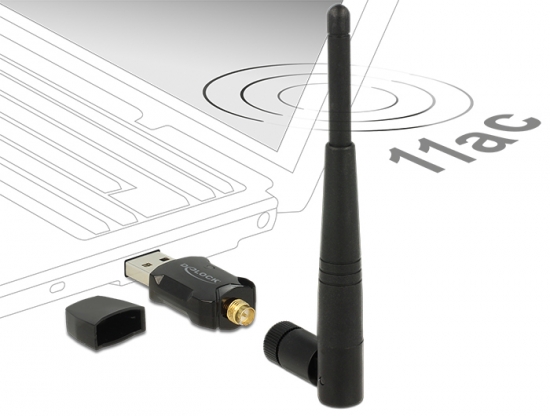 WLAN USB 2.0 Dualband 2.4/5 GHz Adapter mit externer Antenne