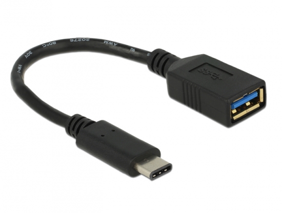 Adapterkabel SuperSpeed USB 3.1, Gen 1 USB-C Stecker - A Buchse 15cm schwarz