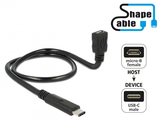 Shape USB 2.0 Hi-Speed Adapterkabel C Stecker  Micro B Buchse schwarz - Lnge: 0,50m