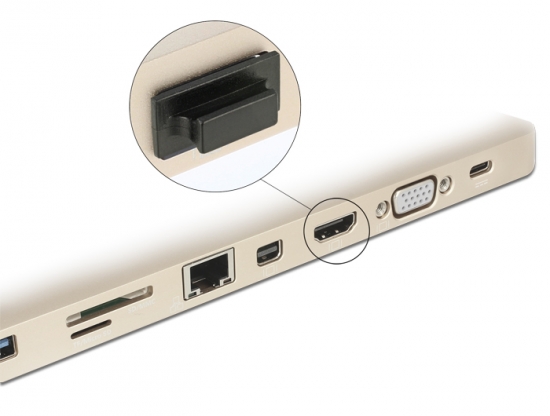 Staubschutz fr HDMI-A Buchse mit Griff 10 Stck schwarz