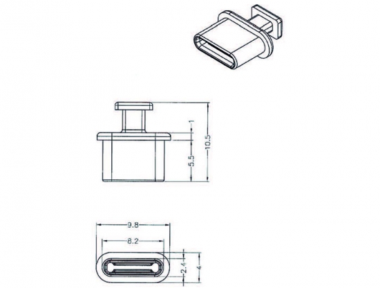 Staubschutz fr USB Type-C Buchse mit Griff 10 Stck schwarz