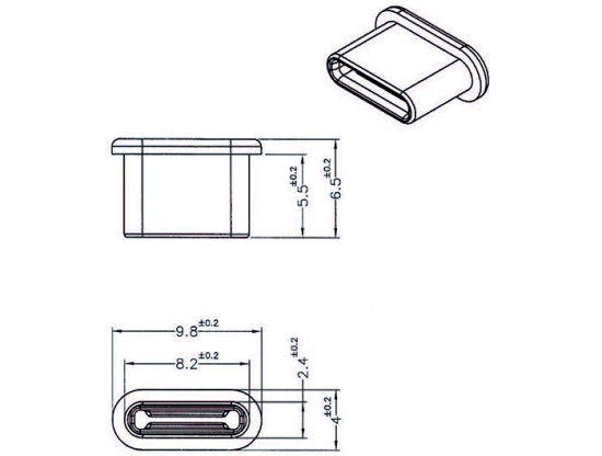 Staubschutz fr USB Type-C Buchse ohne Griff 10 Stck schwarz