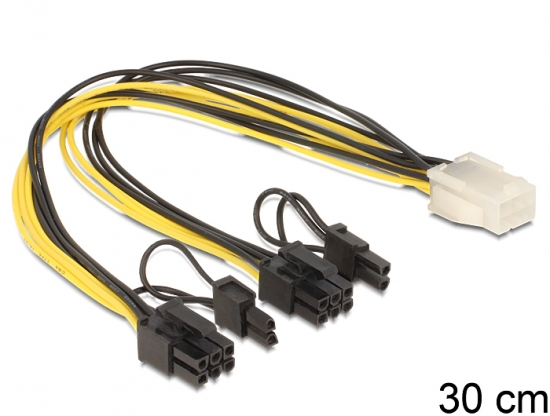 Kabel PCI Express Stromversorgung 6 Pin Buchse > 2 x 8 Pin Stecker 30cm