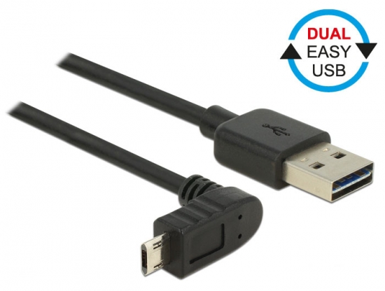 EASY USB 2.0 Kabel A Stecker  micro B Stecker oben/unten gewinkelt schwarz - Lnge: 2,00 m