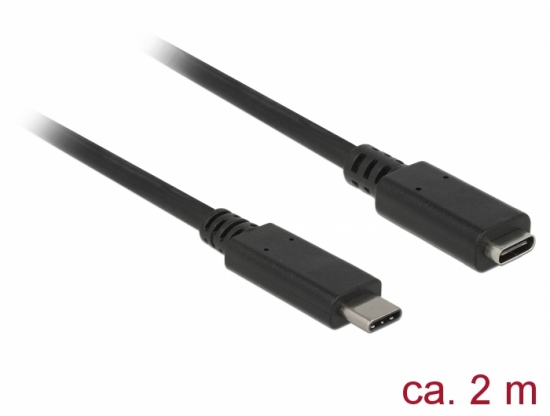 USB-C 3.1 Gen 1 Verlngerung, C-Stecker  C-Buchse, schwarz - Lnge: 2,0m