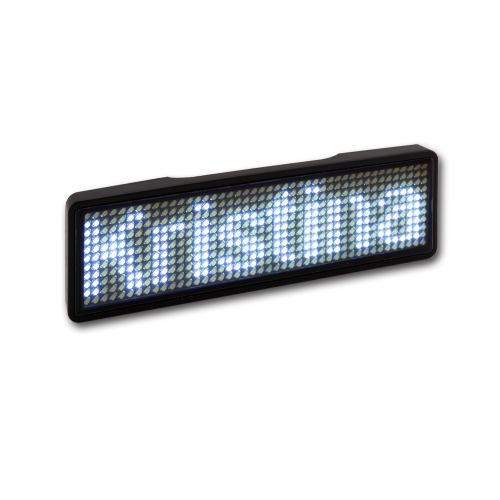 LED Name Tag, 11x44 Pixel, USB - Rahmen: schwarz - LED: weiß