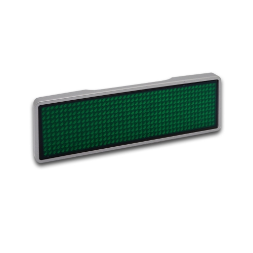 LED Name Tag, 11x44 Pixel, USB - Rahmen: silber - LED: grün