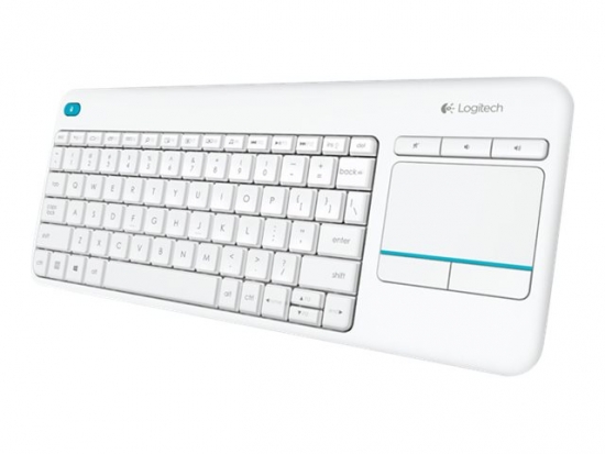 Logitech Wireless Touch Keyboard K400 Plus, DE-Layout, wei