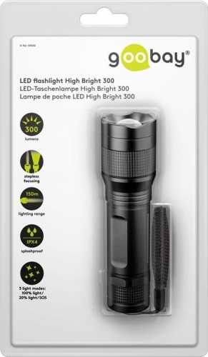 LED-Taschenlampe, High Bright 300, schwarz