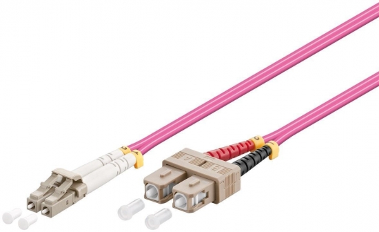 LWL Kabel Multimode OM4, LC-Stecker (UPC) > SC-Stecker (UPC), violett - Länge: 3,0 m