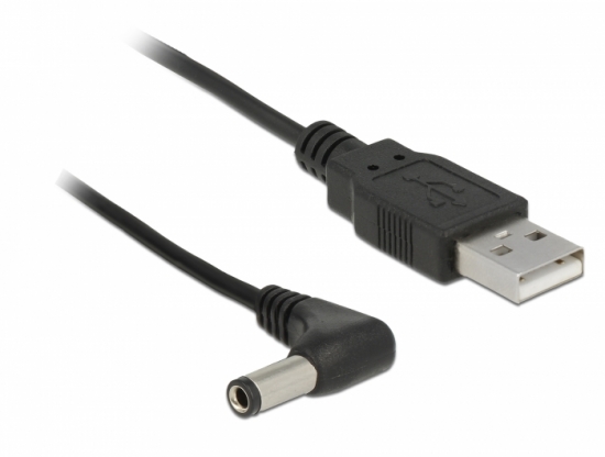 USB Strom Adapterkabel A Stecker - Hohlstecker 5,5 x 2,5mm 90 gewinkelt 1,50m