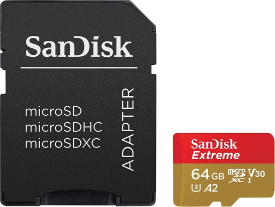 SanDisk Extreme microSDXC A2 UHS-I U3 V30 Speicherkarte + Adapter 64GB