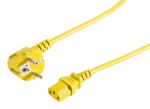 Kaltgerte Netzkabel Schutzkontakt-Stecker abgewinkelt  IEC320-C13 Buchse gelb - Lnge: 3,0m