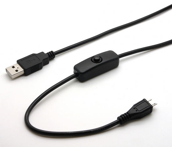 USB 2.0 DC-Kabel mit Schalter A Stecker - Micro B Stecker 1,50m schwarz