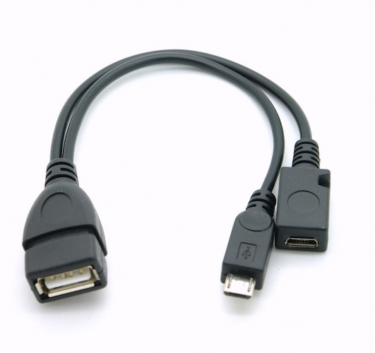 USB 2.0 OTG Y-Adapterkabel mit Stromeinspeisung A-Buchse - Micro B-Stecker & Buchse 0,15m