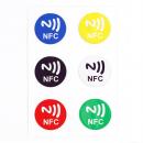 RFID / NFC Tags, Ntag215, 25mm, selbstklebend, farbig sortiert, 6 Stück