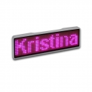 LED Name Tag, 11x44 Pixel, USB - Rahmen: silber - LED: pink