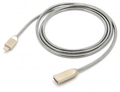 Premium Lightning Metallkabel A Stecker – 8-Pin Apple Lightning Stecker silber - Länge: 1,20m