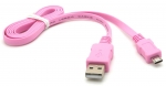 Flat USB 2.0 Hi-Speed Kabel A Stecker – Micro B Stecker - Farbe: pink
