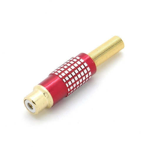 Cinchkupplung, Metallausfhrung mit Knickschutz fr Kabel 6-8mm, vergoldet, Ltmontage - Farbe: rot