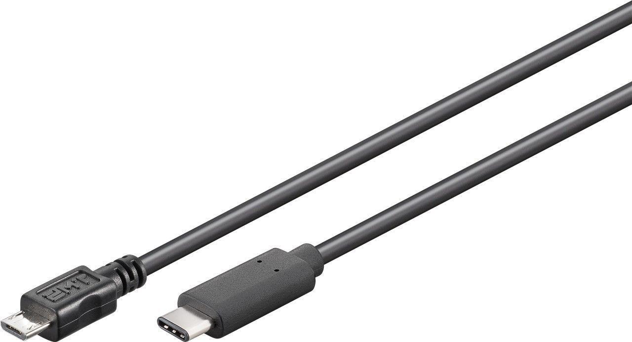 USB 2.0 Kabel, C Stecker – Micro-B 2.0 Stecker, schwarz - Länge: 3,0m