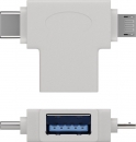 USB 3.0 SuperSpeed OTG Adapter, A-Buchse  Micro B-Stecker / C-Stecker - Farbe: wei