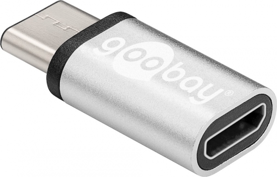 USB-C 3.0 Adapter, Metall, C Stecker  micro B Buchse - Farbe: silber