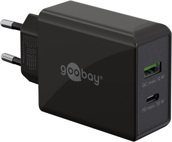 Goobay Dual USB-C PD (Power Delivery) Schnellladegert (30 W) 