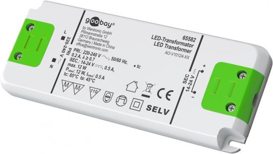 Goobay LED-Konstantstrom-Trafo 500 mA/12 W, Konstantstromversorgung, 14-24V DC, IP20, nicht dimmbar