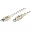 USB 2.0 Hi-Speed Kabel A Stecker  B Stecker transparent - Lnge: 1,00 m
