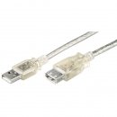 USB 2.0 Hi-Speed Verlngerungskabel A Stecker  A Buchse transparent - Lnge: 0,30 m