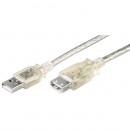 USB 2.0 Hi-Speed Verlngerungskabel A Stecker  A Buchse transparent - Lnge: 0,60 m